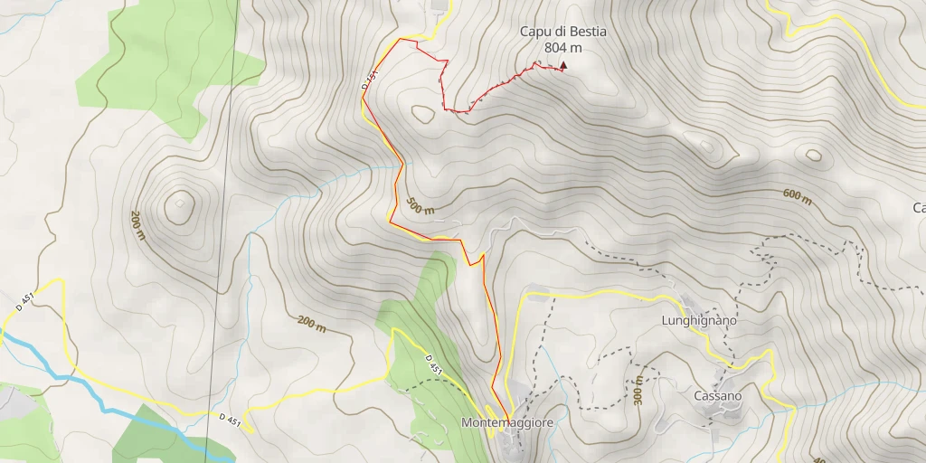 Map of the trail for Capu di Bestia