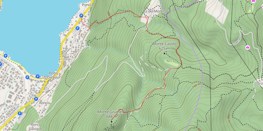 Map of the trail for Grumello