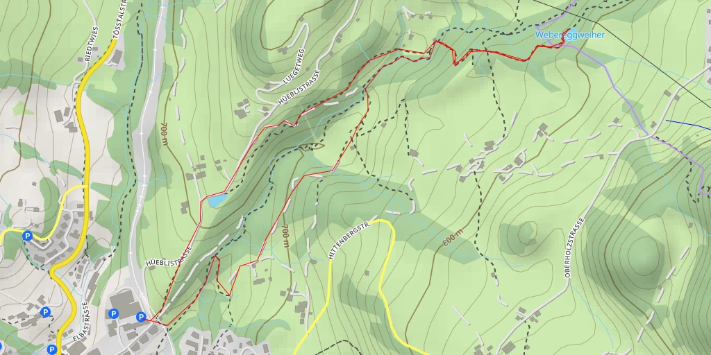 Map of the trail for Webereggweiher