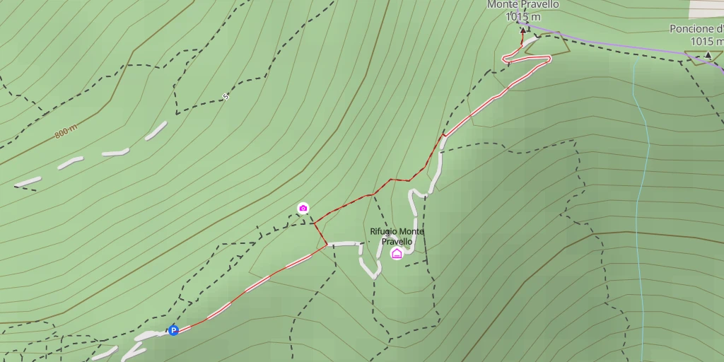 Map of the trail for Monte Pravello