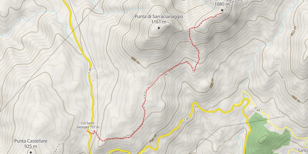 Map of the trail for Punta Maggiori