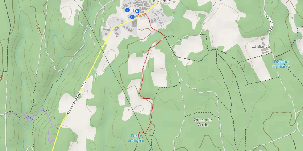 Map of the trail for Pozza artificiale