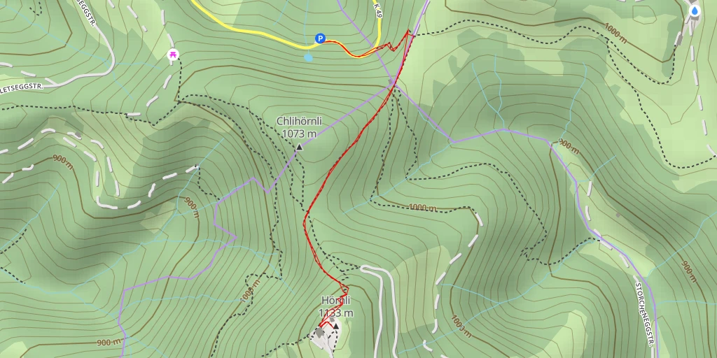 Map of the trail for Hörnli