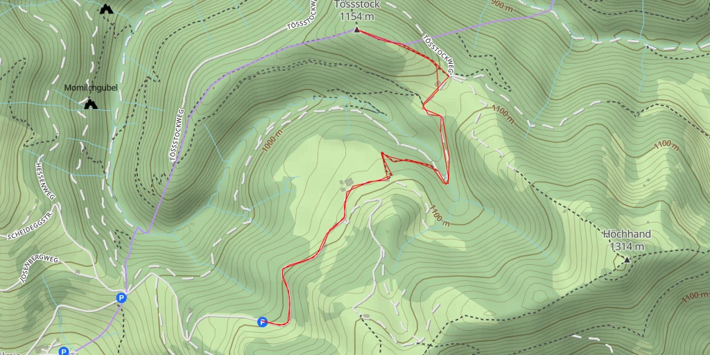 Map of the trail for Tössstock