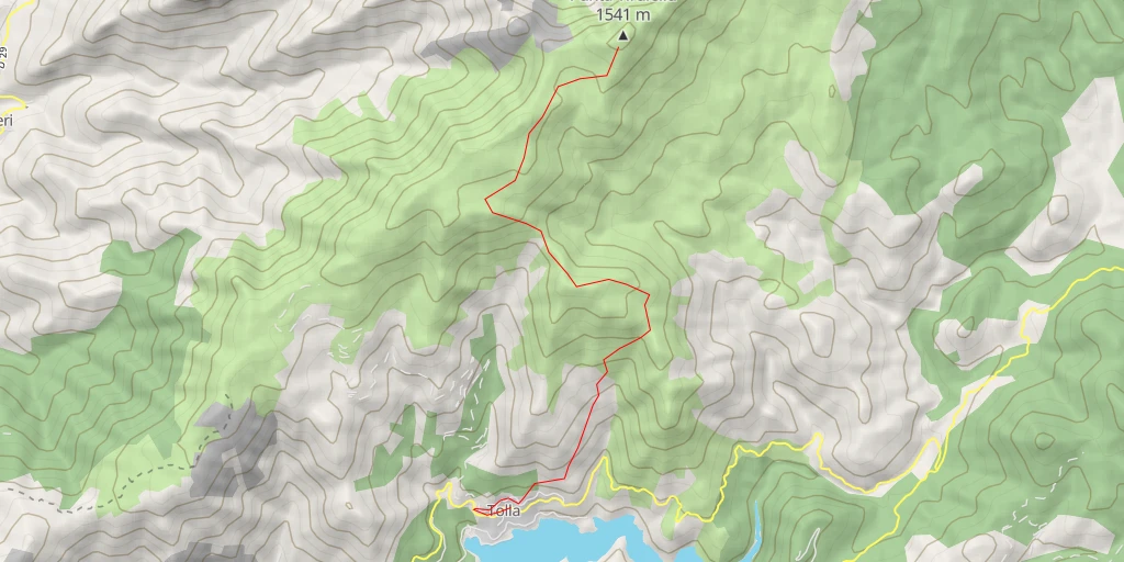 Map of the trail for Punta Tirulellu