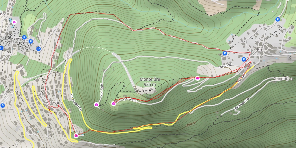 Map of the trail for Via Vetta