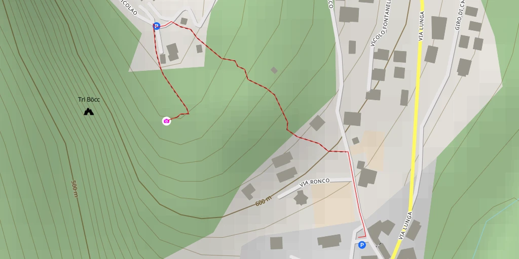 Carte de l'itinéraire :  Vicolo San Nicolao