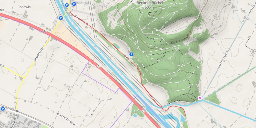 Carte de l'itinéraire :  Hänggelgiessenweg - Hänggelgiessenweg