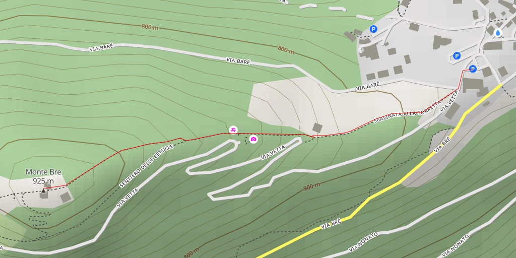 Map of the trail for Monte Bre