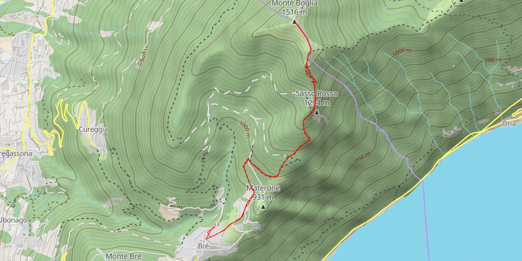 Map of the trail for Monte Boglia