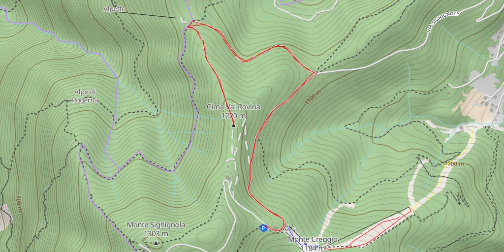 Map of the trail for Cima Val Rovina