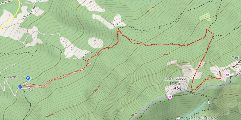 Map of the trail for Sasso Palazzo