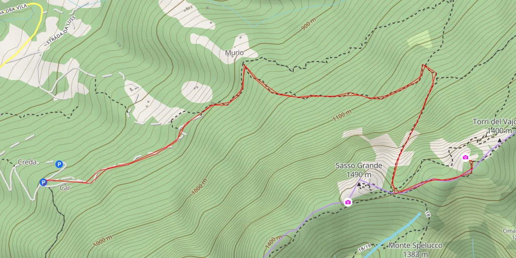 Carte de l'itinéraire :  Sentiero per il Passo Streccione