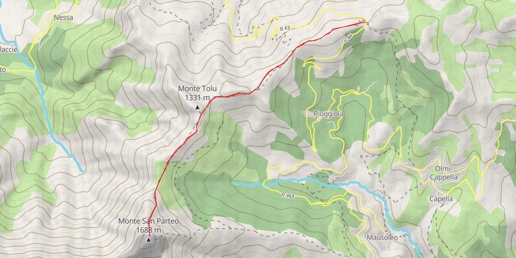 Map of the trail for Monte San Parteo