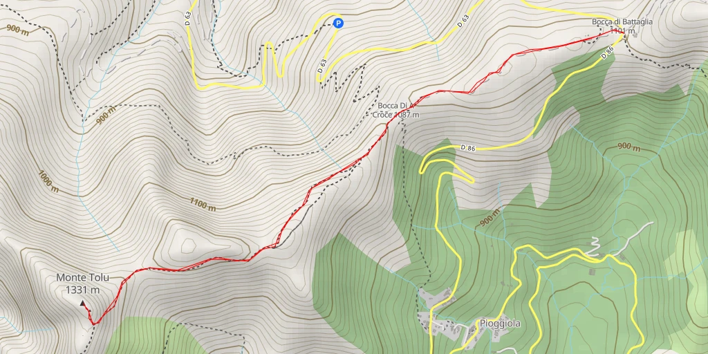 Map of the trail for Monte Tolu