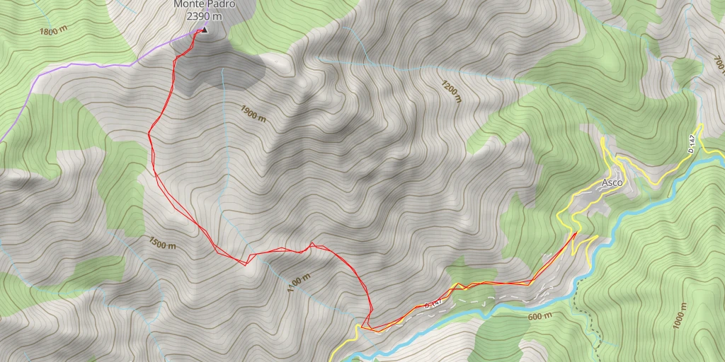 Map of the trail for Monte Padro