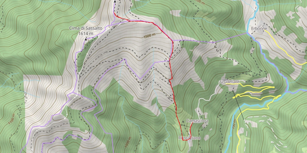 Carte de l'itinéraire :  Cappelletta della Madonna della Provvidenza - Val Mara