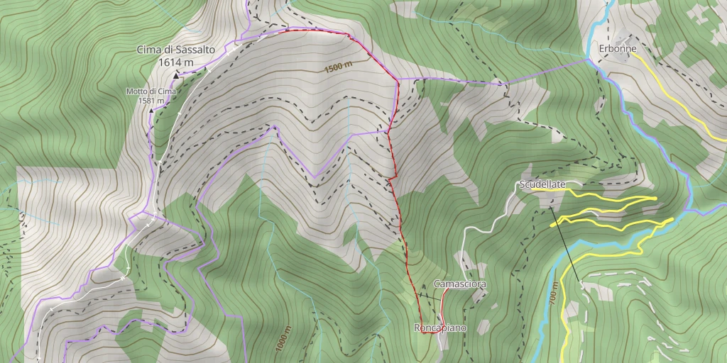 Map of the trail for Saturno - Via Ferrata Angelino - Val Mara