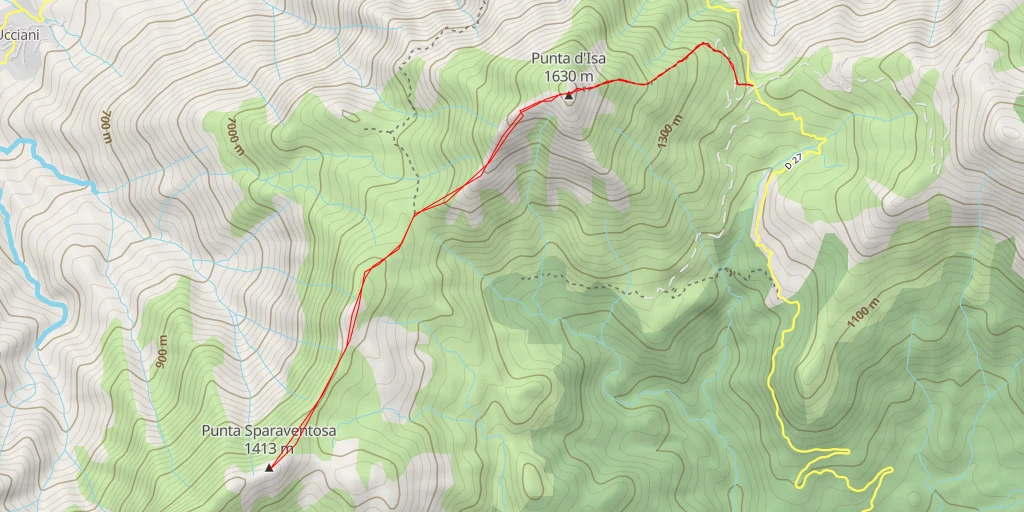 Map of the trail for Punta Sparaventosa