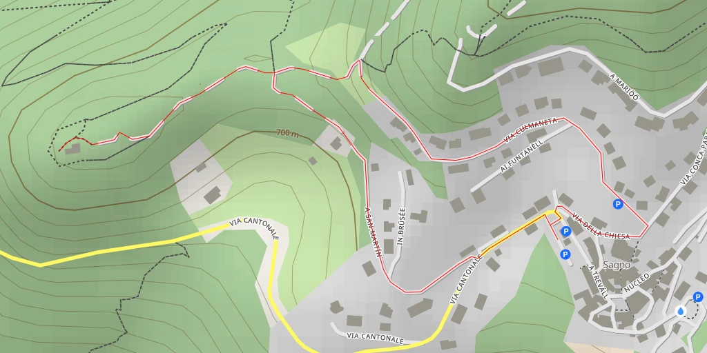 Map of the trail for Chiesa di San Martino di Tours - Breggia