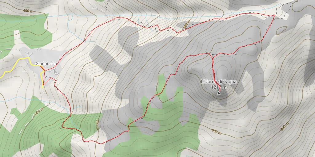 Map of the trail for Uomo di Cagna