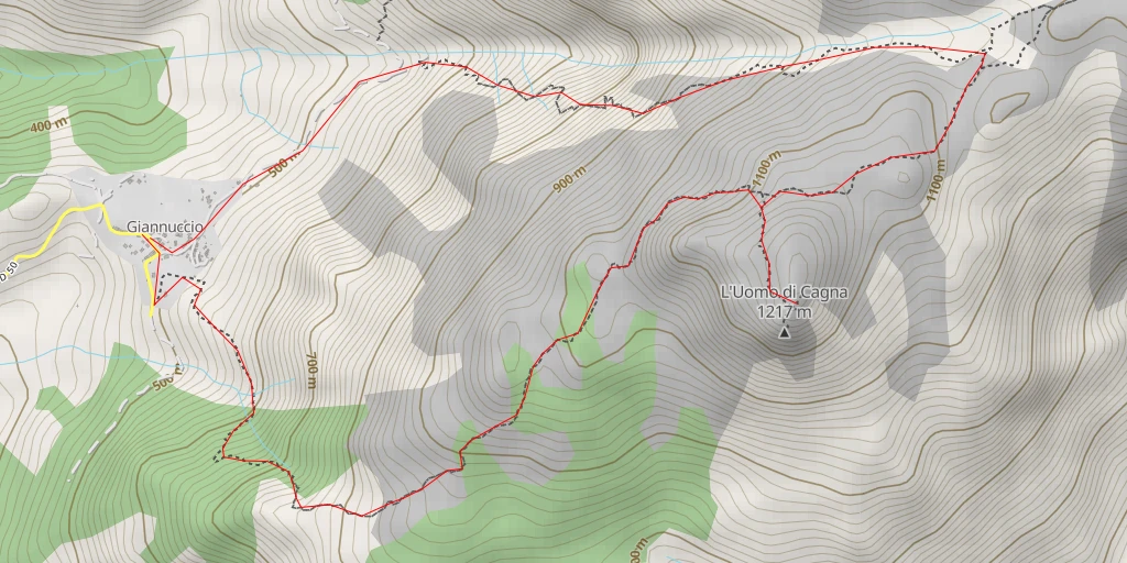 Carte de l'itinéraire :  Cima di Cagna