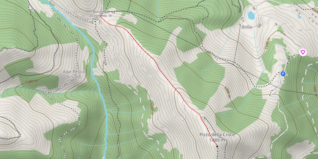 Carte de l'itinéraire :  Pizzo della Croce