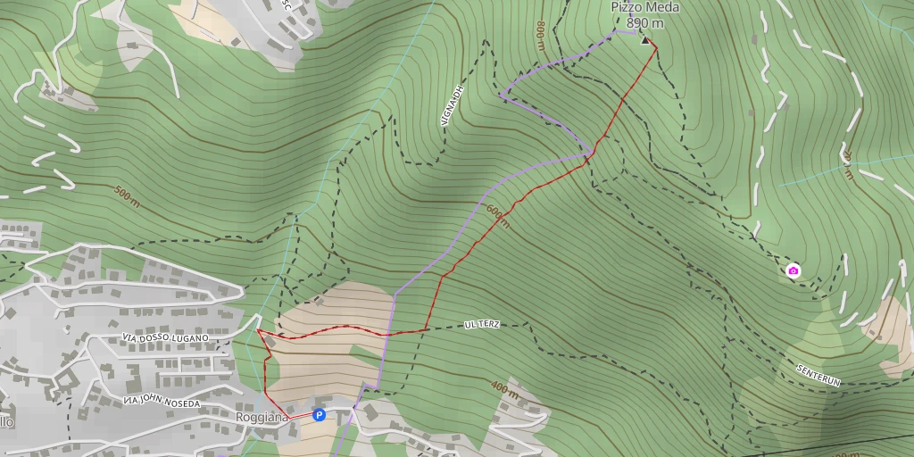 Carte de l'itinéraire :  Pizzo Meda