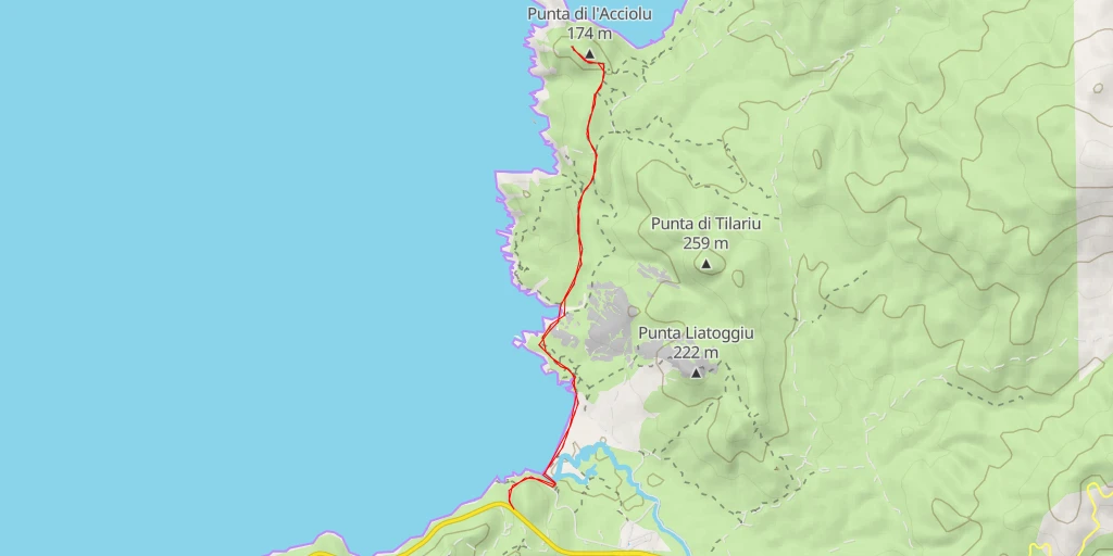 Map of the trail for Punta di l'Acciolu