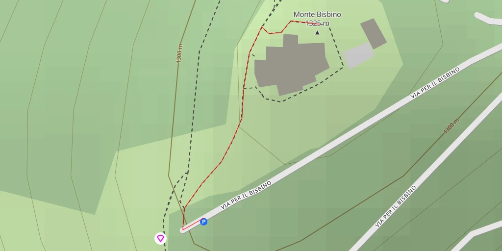 Map of the trail for Monte Bisbino