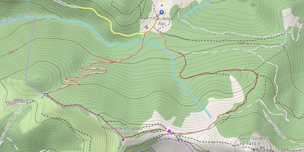 Map of the trail for Poncione di Cabbio