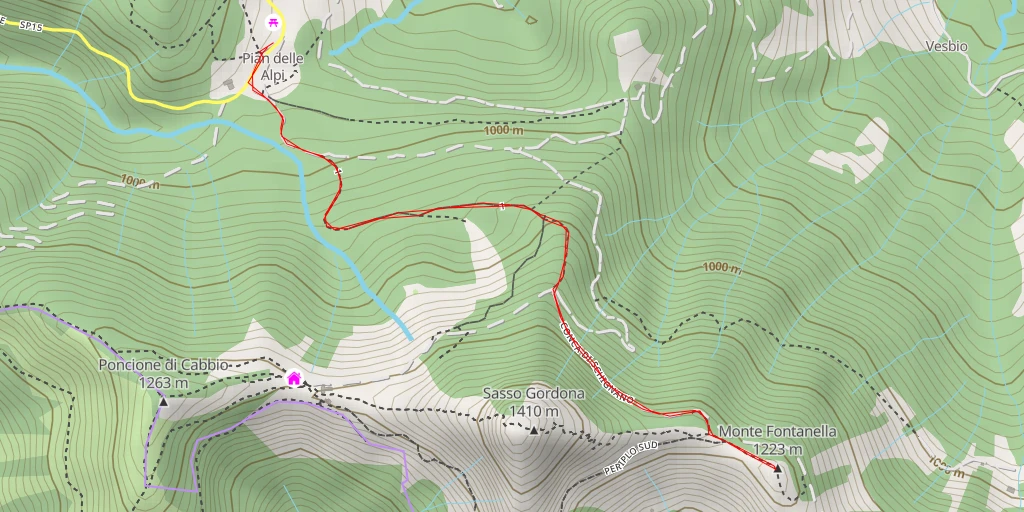 Carte de l'itinéraire :  Monte Fontanella