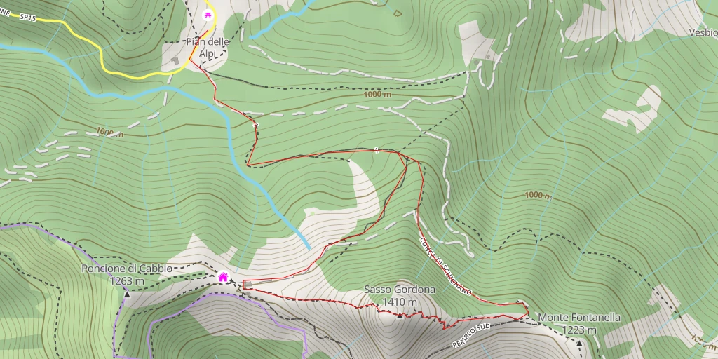 Map of the trail for Sasso Gordona