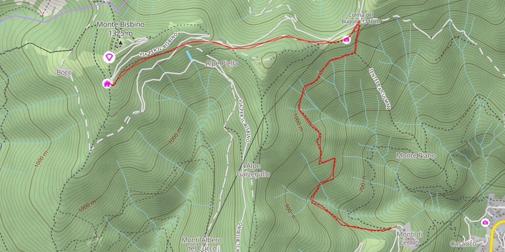 Carte de l'itinéraire :  Rifugio Capanna Falco