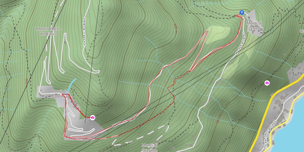 Map of the trail for Il monte Bisbino - Cernobbio