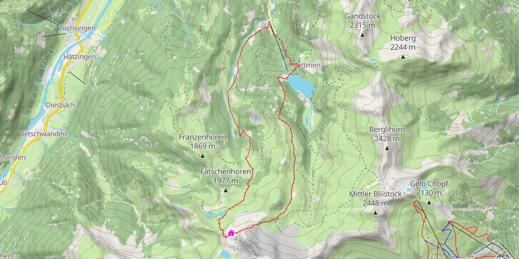 Map of the trail for Leglerhütte