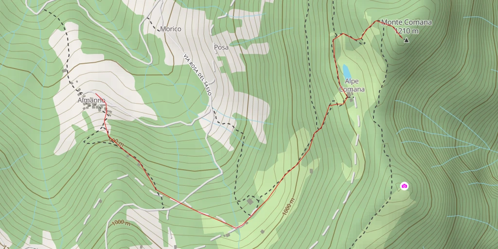 Map of the trail for Monte Comana