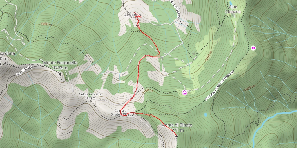 Carte de l'itinéraire :  Monte di Binate