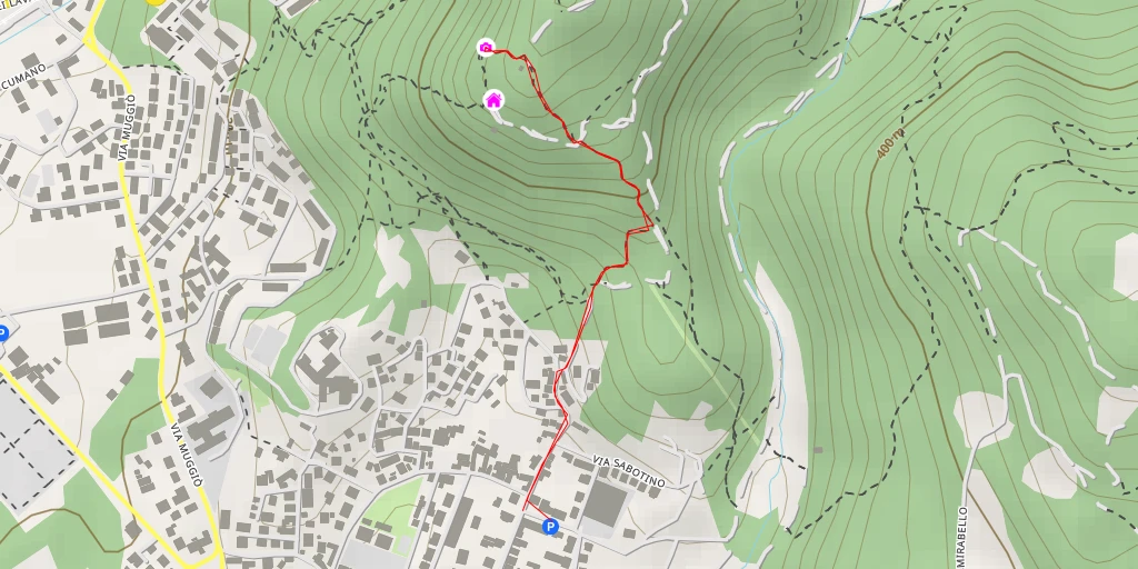 Map of the trail for Punto Panoramico Monte Goi