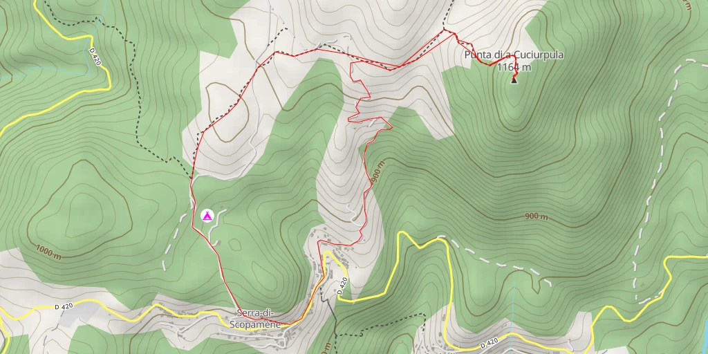 Map of the trail for Punta di a Cuciurpula