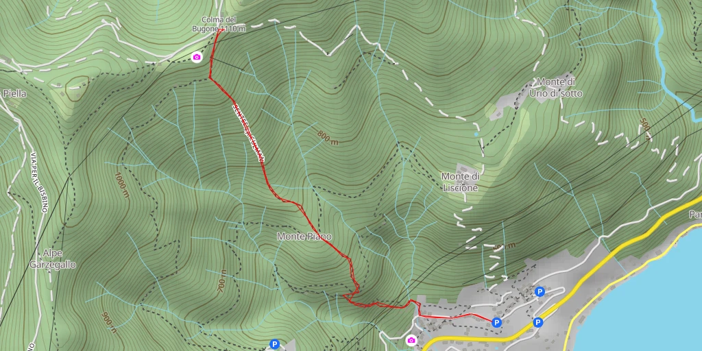 Map of the trail for Rifugio Bugone