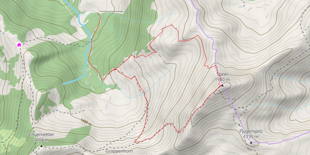 Map of the trail for Speer