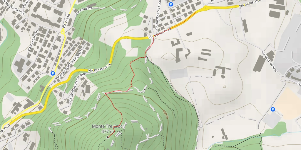 Map of the trail for Monte Tre Croci