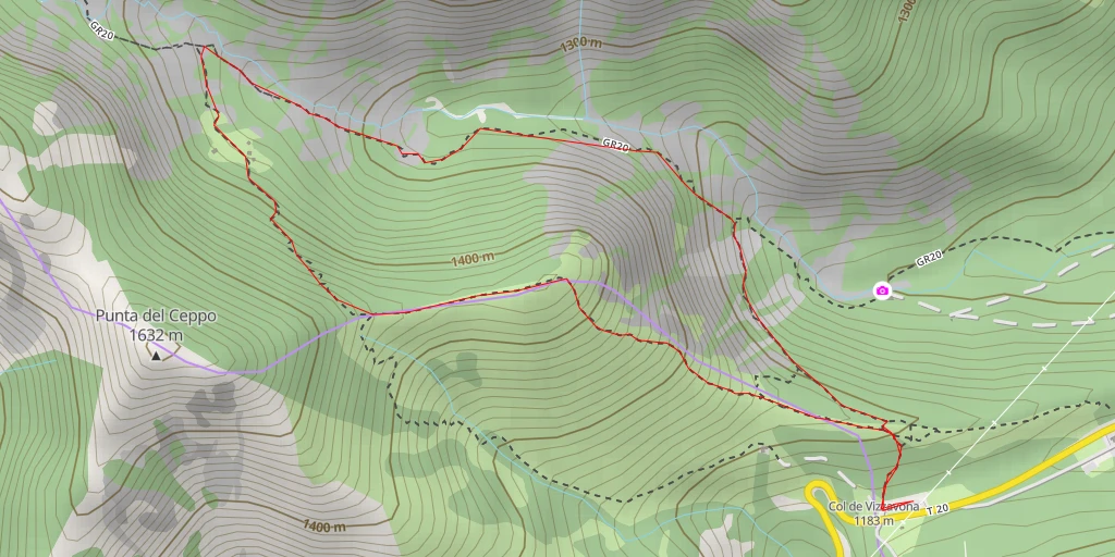 Map of the trail for GR20 - GR20