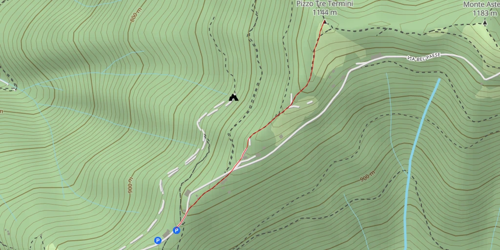 Map of the trail for Pizzo Tre Termini