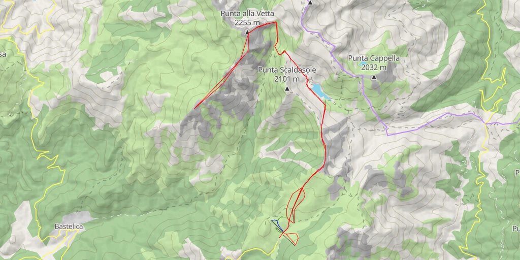 Map of the trail for Punta Piaggiola