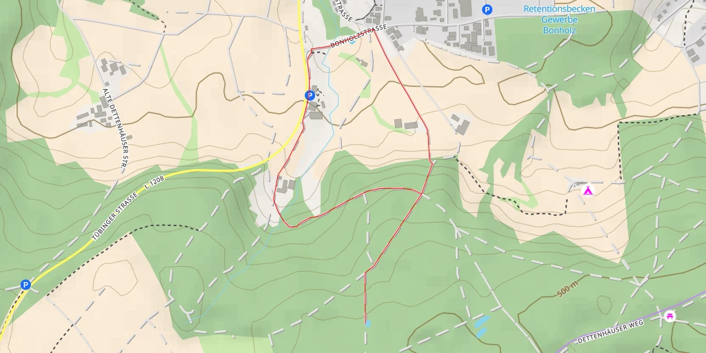 Map of the trail for Tübinger Straße