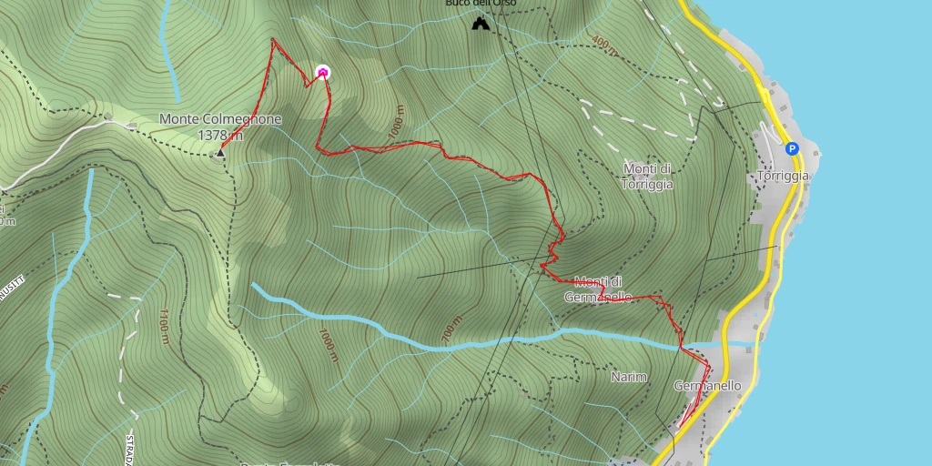 Map of the trail for Monte Colmegnone