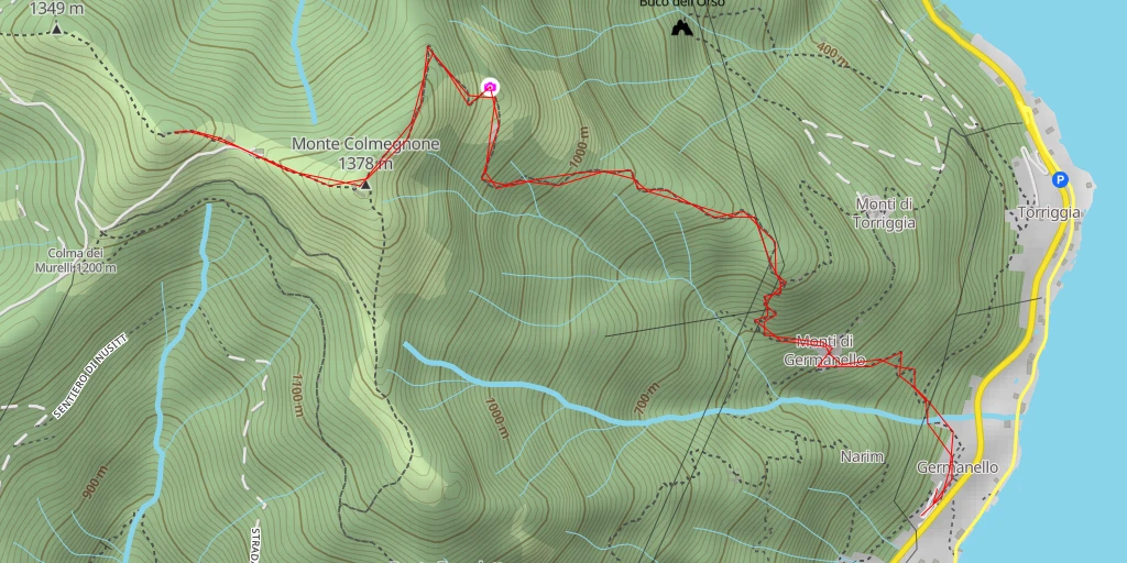 Carte de l'itinéraire :  Cima meridionale del Monte San Bernardo