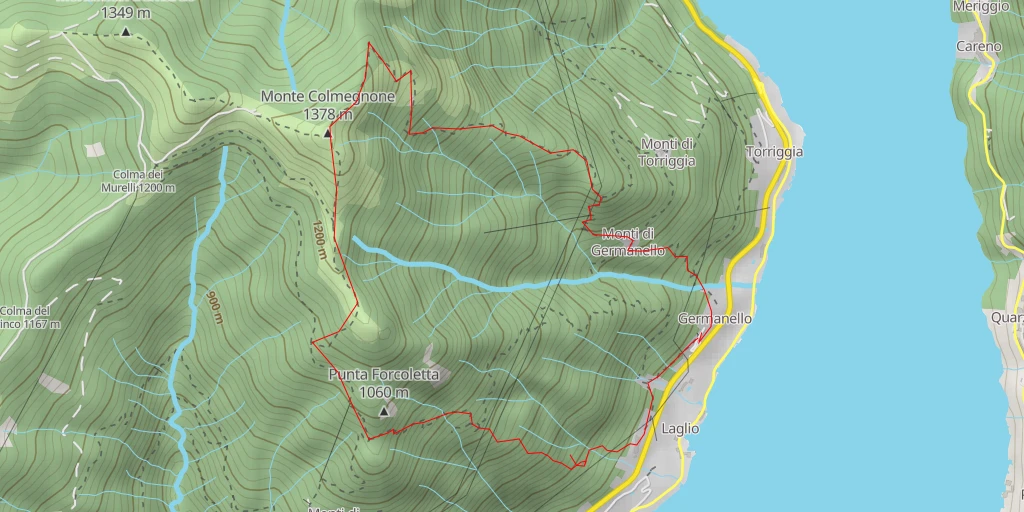 Carte de l'itinéraire :  Monte Colmegnone